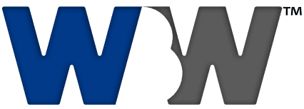 Blue and gray WBW company logo